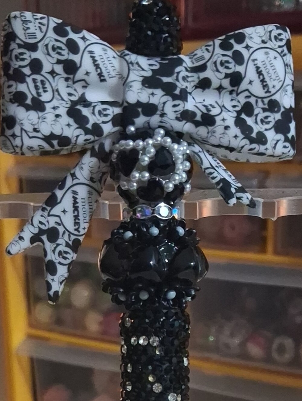 Disney Black and White Bow Crystal Accent Ballpoint Pen